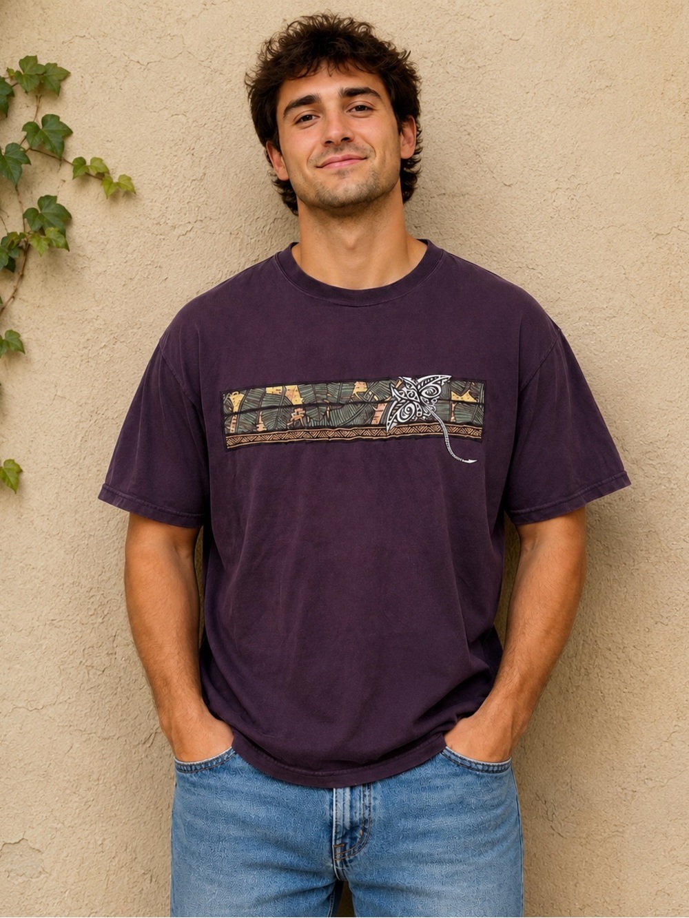 Crazy Shirts | Men’s Blackberry Dyed Hawaii Graphic T-Shirt | Size Large